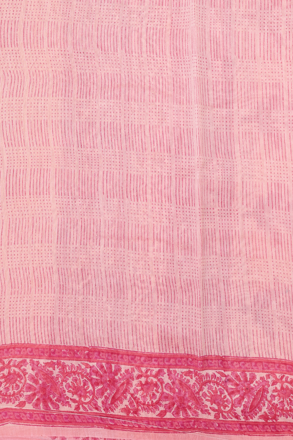 Chanderi Silk Cotton Saree In Peach With Paisley Design