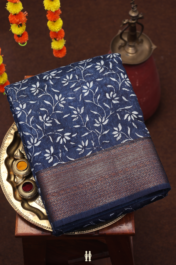 Chanderi Silk Cotton Saree In White With Diamond Design