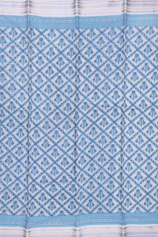 Chanderi Silk Cotton Saree In White With Diamond Design