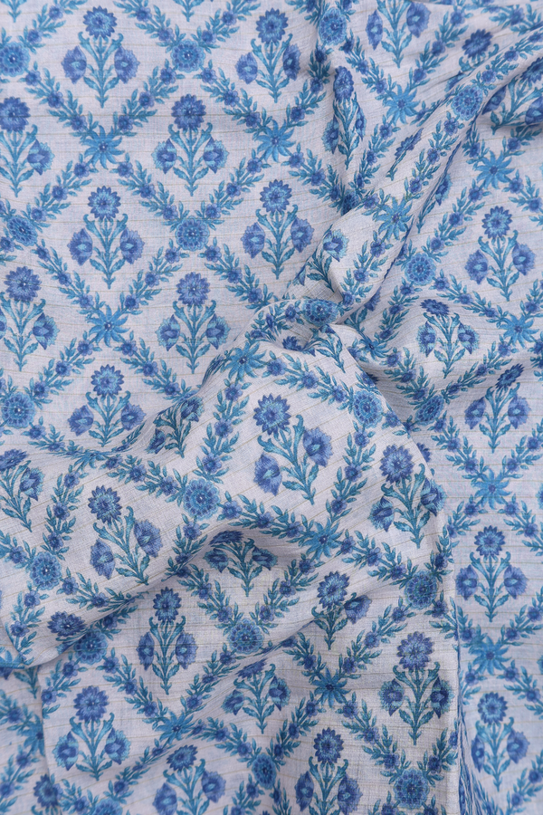 Chanderi Silk Cotton Saree In White With Diamond Design