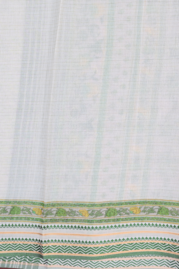 Chanderi Silk Cotton Saree In White With Floral Design