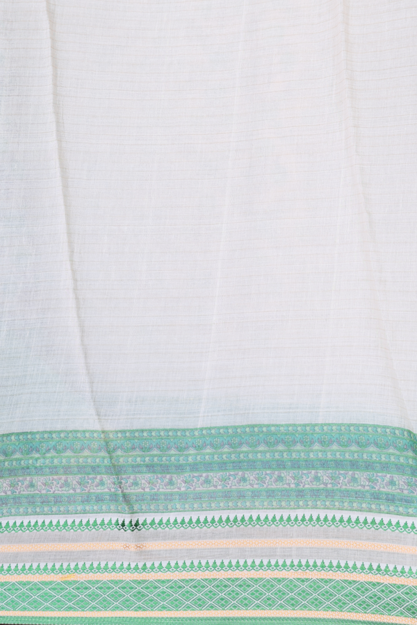 Chanderi Silk Cotton Saree In White With Floral Design