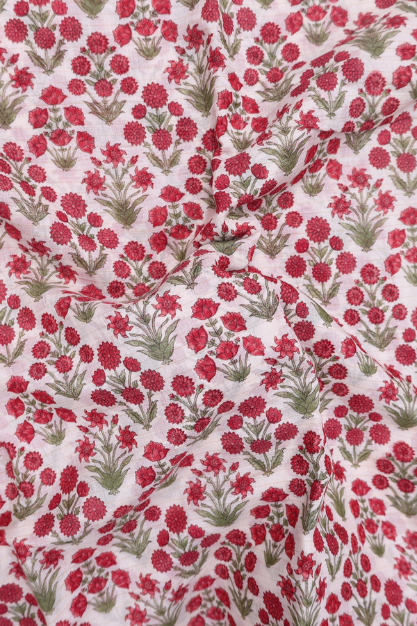 Chanderi Silk Cotton Saree In White With Floral Design