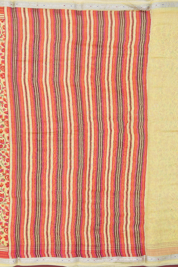 Chanderi Silk Cotton Saree In Yellow With Paisley Design