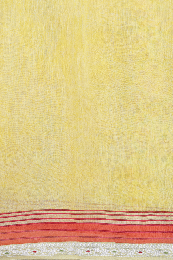 Chanderi Silk Cotton Saree In Yellow With Paisley Design