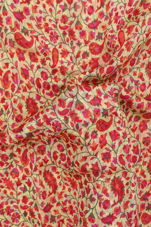 Chanderi Silk Cotton Saree In Yellow With Paisley Design