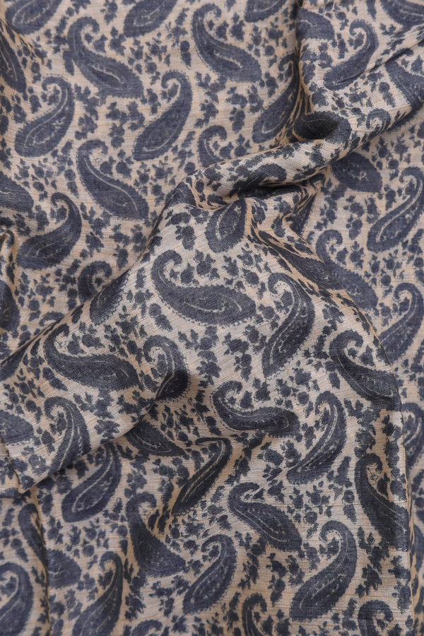 Chanderi Silk Cotton Saree In Pastel Brown With Paisley Design