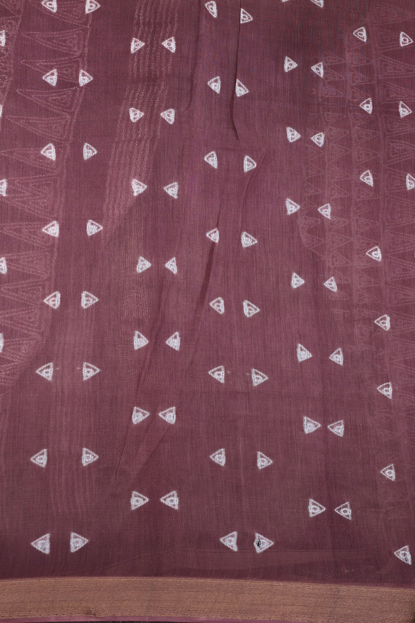 Chanderi Silk Cotton Saree In Plum Brown With Stripes Design