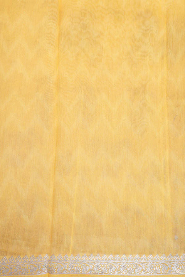 Chanderi Silk Cotton Saree In Yellow With Leaf Design