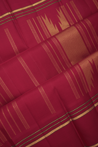 Checked Design Black And Orange Kanchipuram Silk Saree