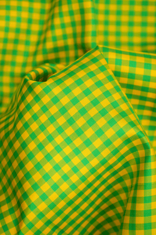 Checks Design Green And Yellow Kanchipuram Silk Saree