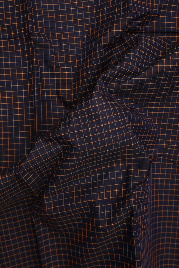 Chettinadu Cotton Saree In Black With Checks Design