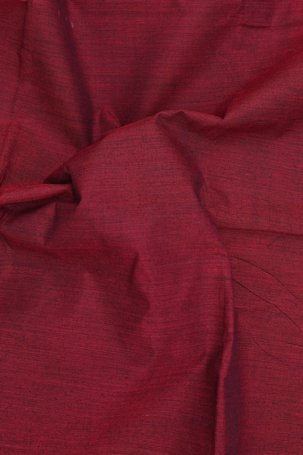 Chettinadu Cotton Saree In Burgundy Red With Peacock Border
