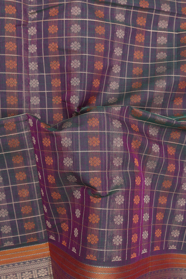 Coimbatore Cotton Saree In Dual Tone With Checks Design