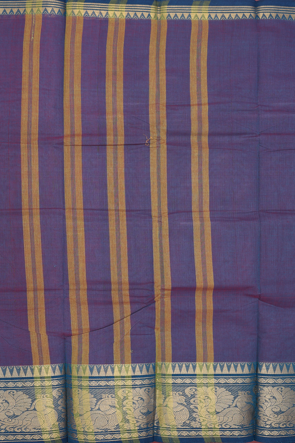 Chettinadu Cotton Saree In Dual Tone With Peacock Border