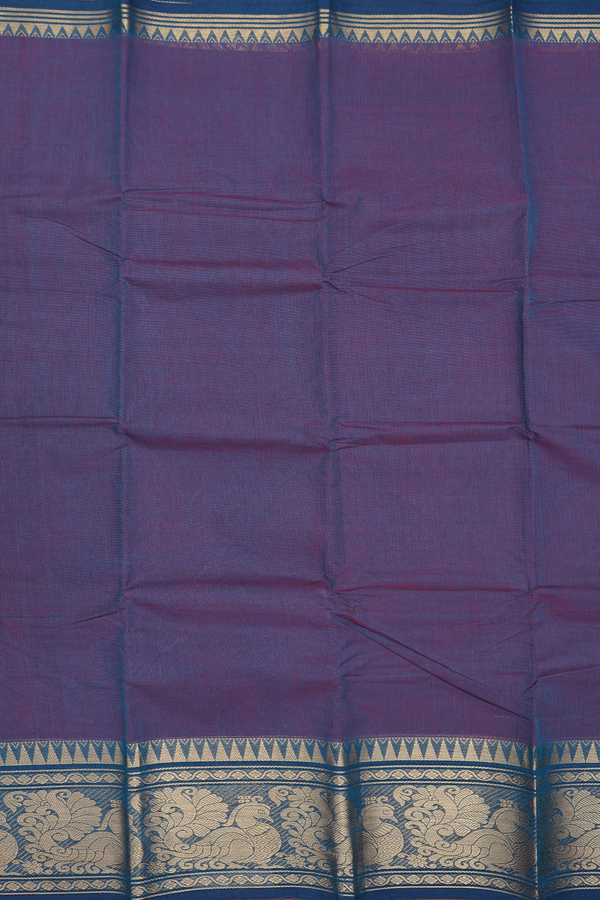 Chettinadu Cotton Saree In Dual Tone With Peacock Border