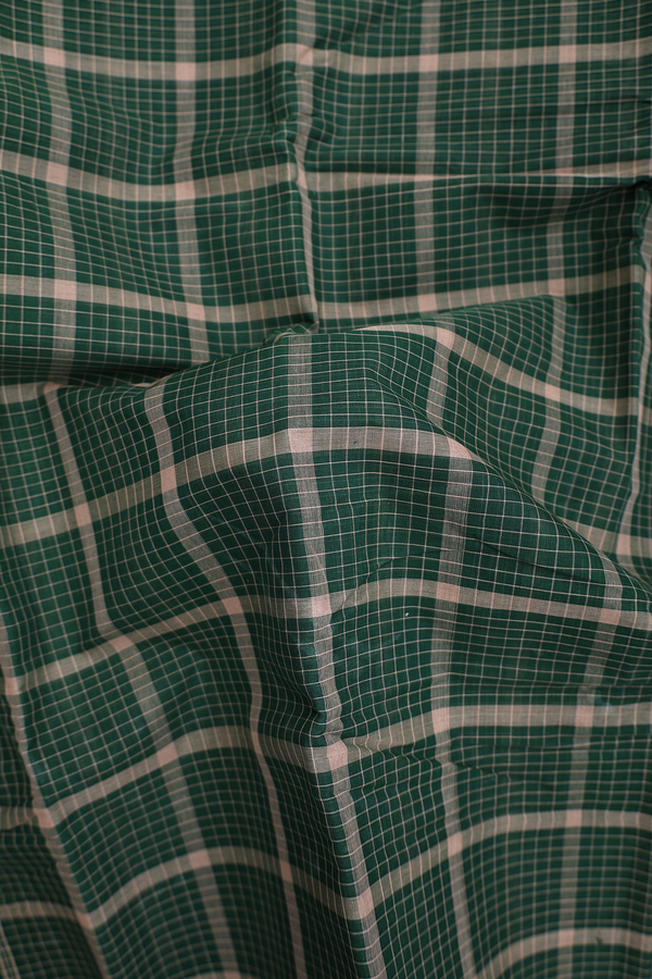 Chettinadu Cotton Saree In Green With Checks Design