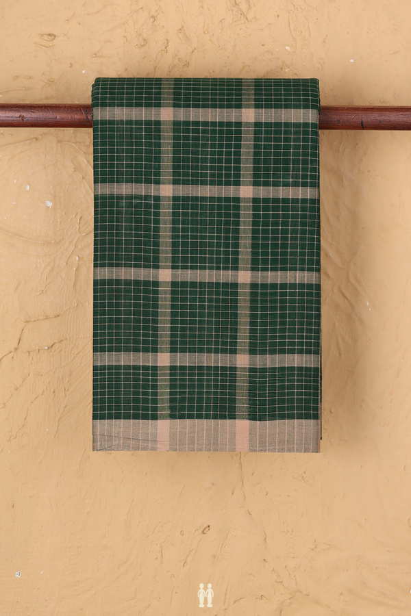 Chettinadu Cotton Saree In Green With Checks Design