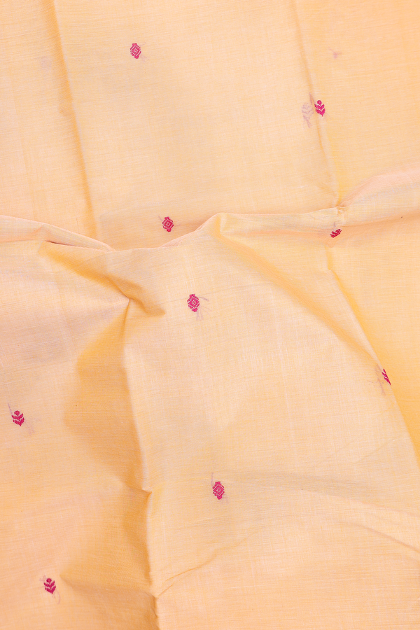Chettinadu Cotton Saree In Orange With Threadwork Buttas