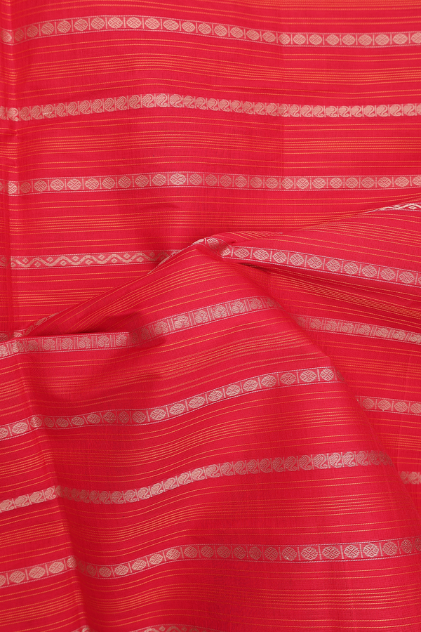 Coimbatore Cotton Saree In Scarlet Red With Checks Design