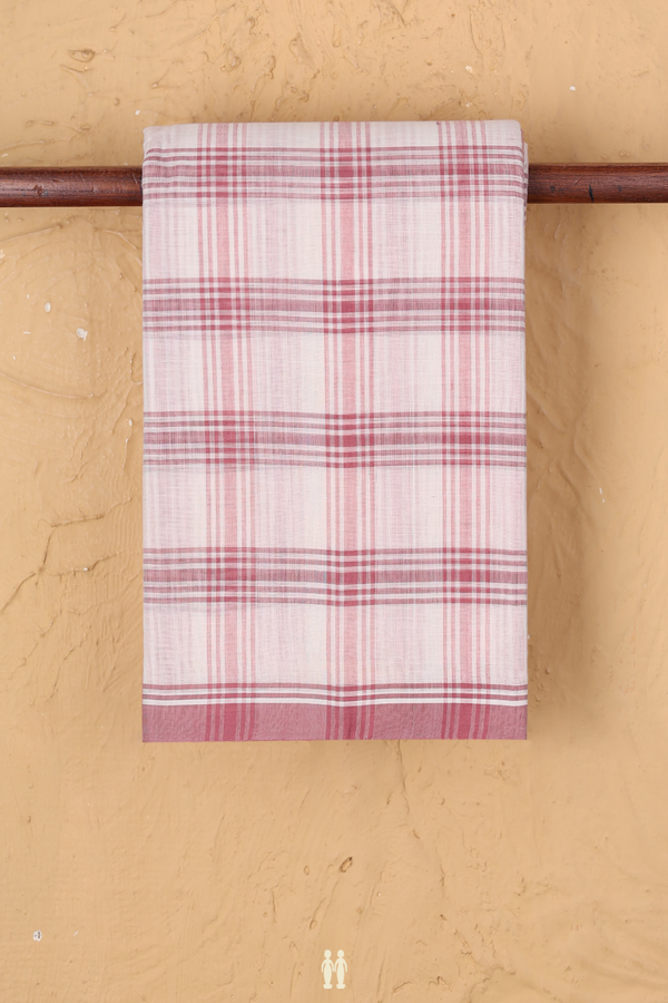 Chettinadu Cotton Saree In White With Checks Design