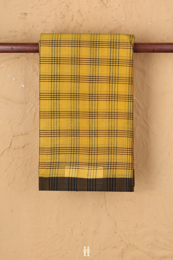 Chettinadu Cotton Saree In Yellow With Checks Design