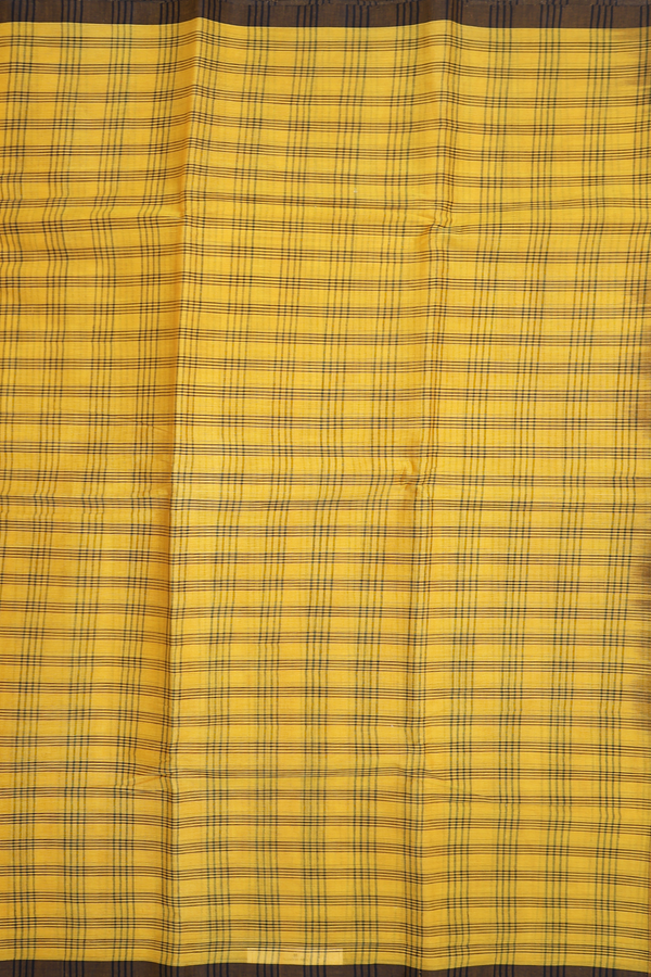 Chettinadu Cotton Saree In Yellow With Checks Design