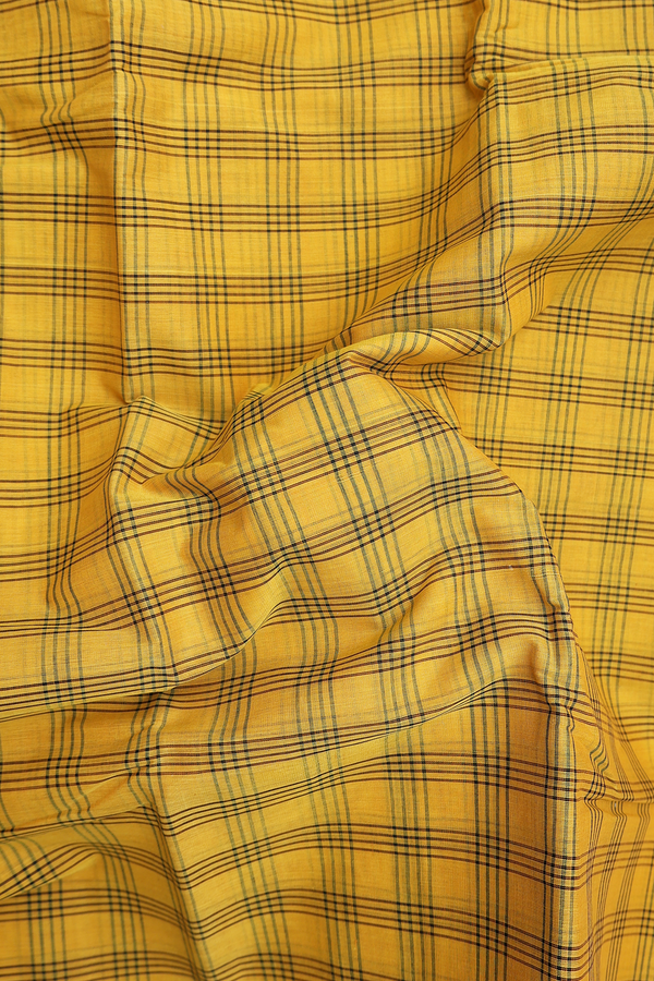 Chettinadu Cotton Saree In Yellow With Checks Design