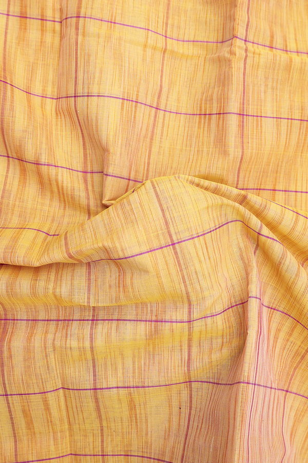 Chettinadu Cotton Saree In Yellow With Checks Design