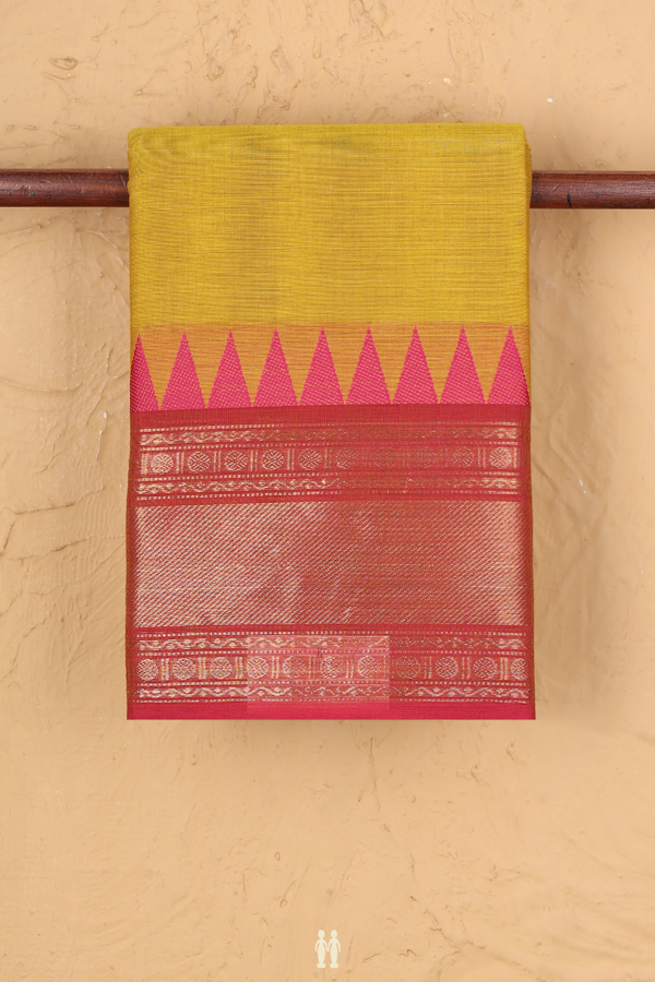 Chettinadu Cotton Saree In Yellow With Contrast Border