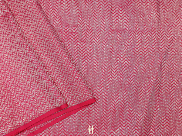 Chevron Design Red Banarasi Silk Blouse Material