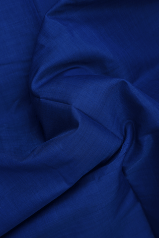 Chevron Zari Border Oxford Blue Nine Yards Silk Cotton Saree