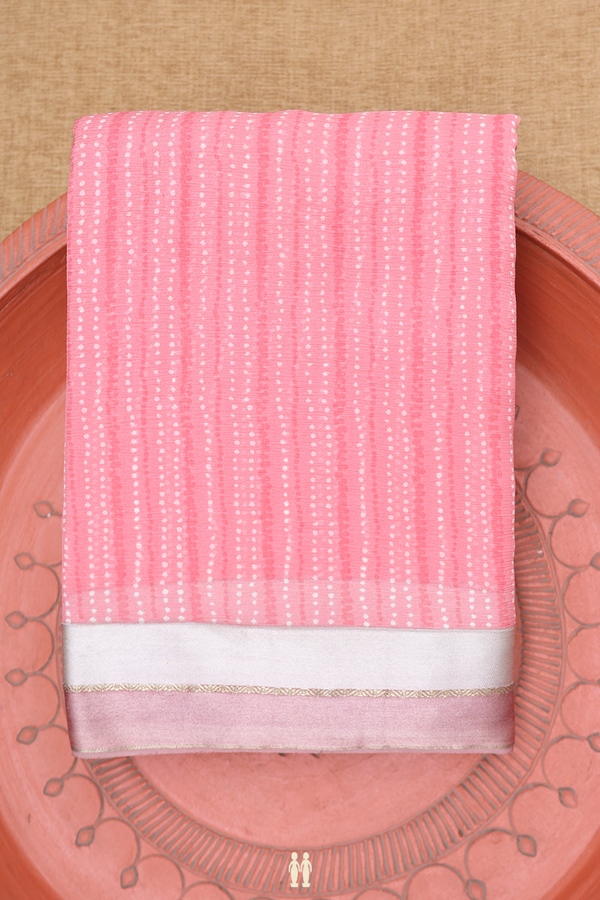 Chiffon Saree In Pink With Stripes Design