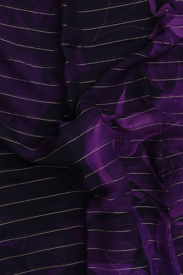 Chiffon Saree In Shades Of Purple With Stripes Design
