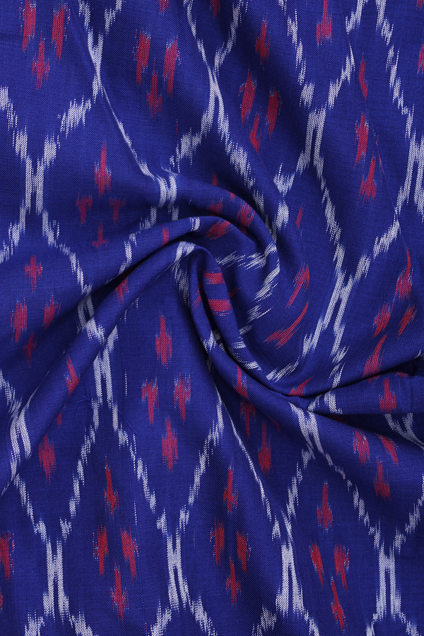 Chinese Collar Ogee Design Royal Blue Cotton Short Kurta