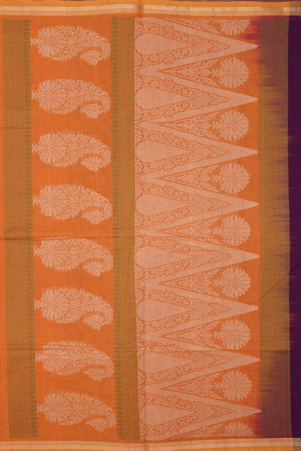 Coimbatore Cotton Saree Grape Purple With Threadwork Motifs