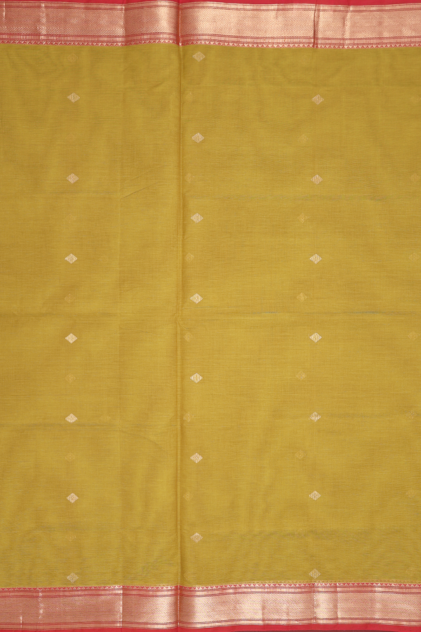 Coimbatore Cotton Saree Greenish Brown With Diamond Buttas