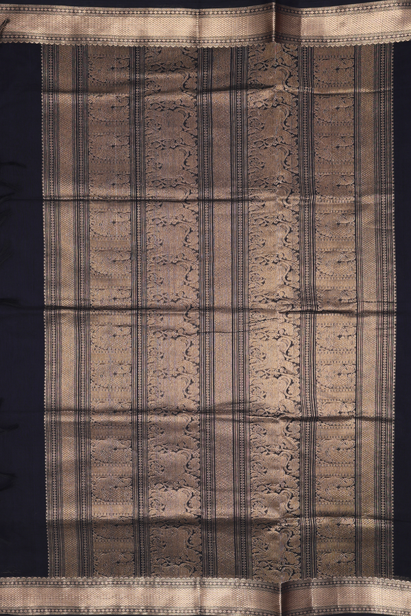 Coimbatore Cotton Saree In Black With Peacock Buttas