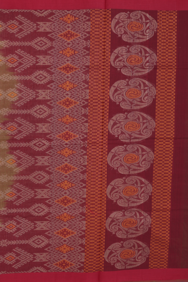 Coimbatore Cotton Saree In Fern Green With Threadwork Motifs