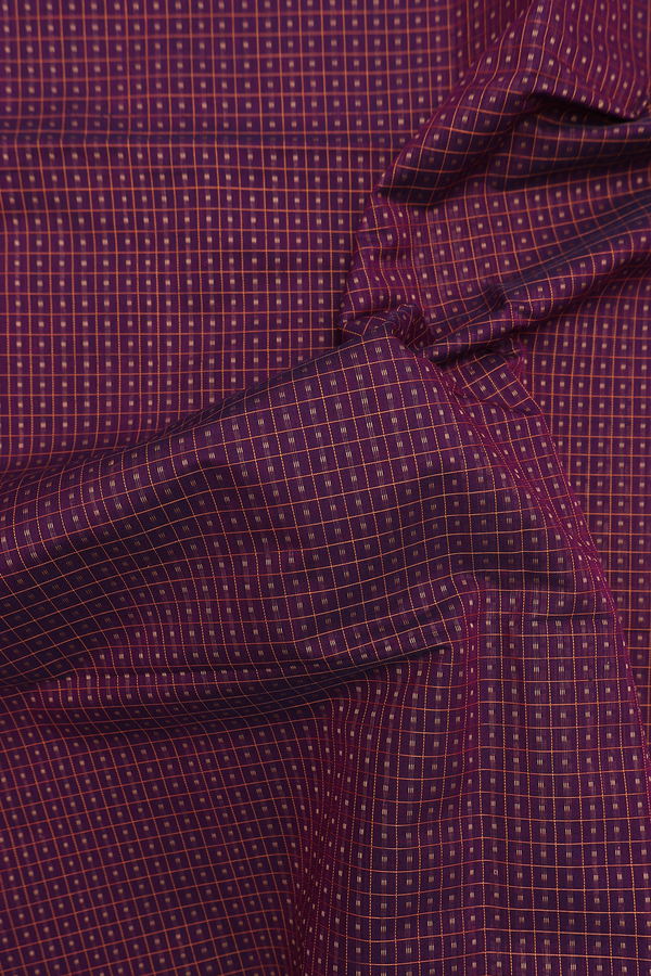 Coimbatore Cotton Saree In Grape Purple With Checks Design