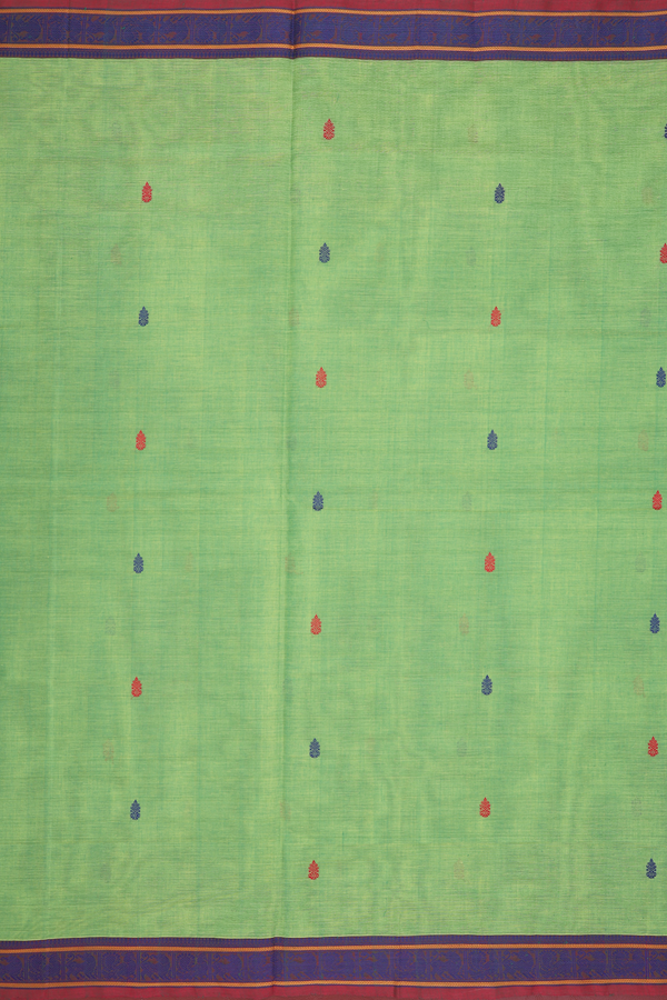 Coimbatore Cotton Saree In Green With Threadwork Buttas