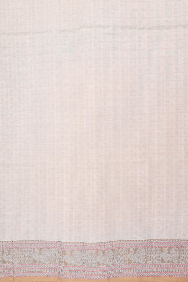 Coimbatore Cotton Saree In Ivory With Checks Design