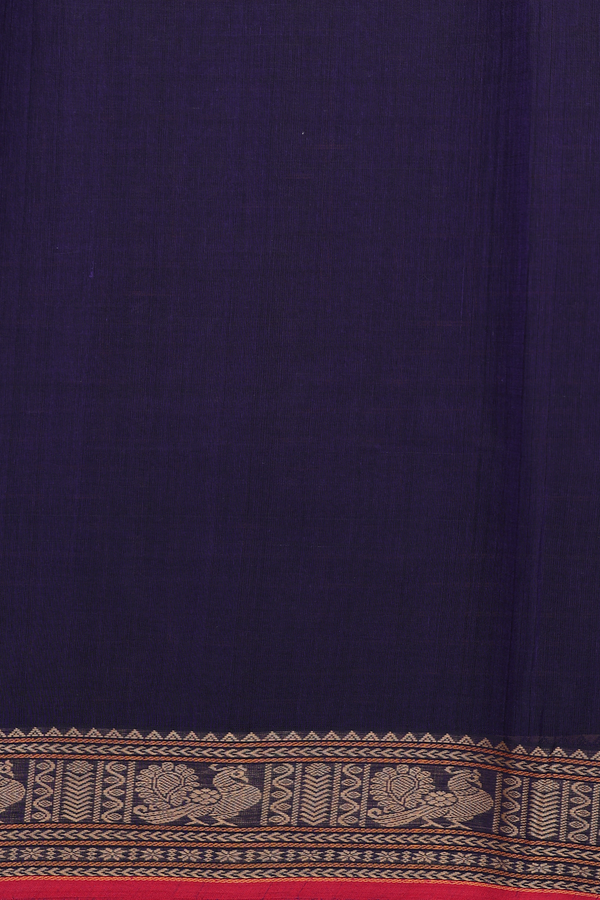 Coimbatore Cotton Saree In Navy Blue With Checks Design