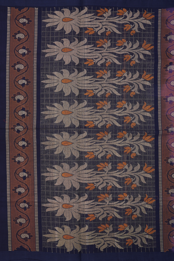 Coimbatore Cotton Saree Regal Purple With Threadwork Motifs