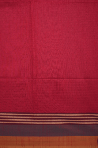 Contrast Border Plain Crimson Red Semi Jute Saree