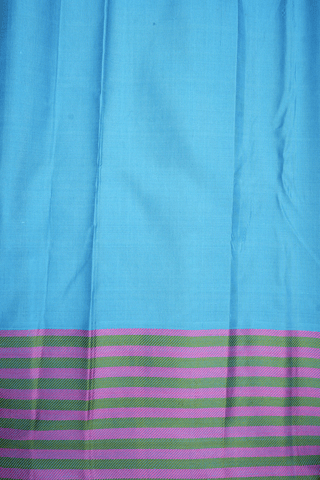 Contrast Border Plain Light Blue Kanchipuram Silk Saree
