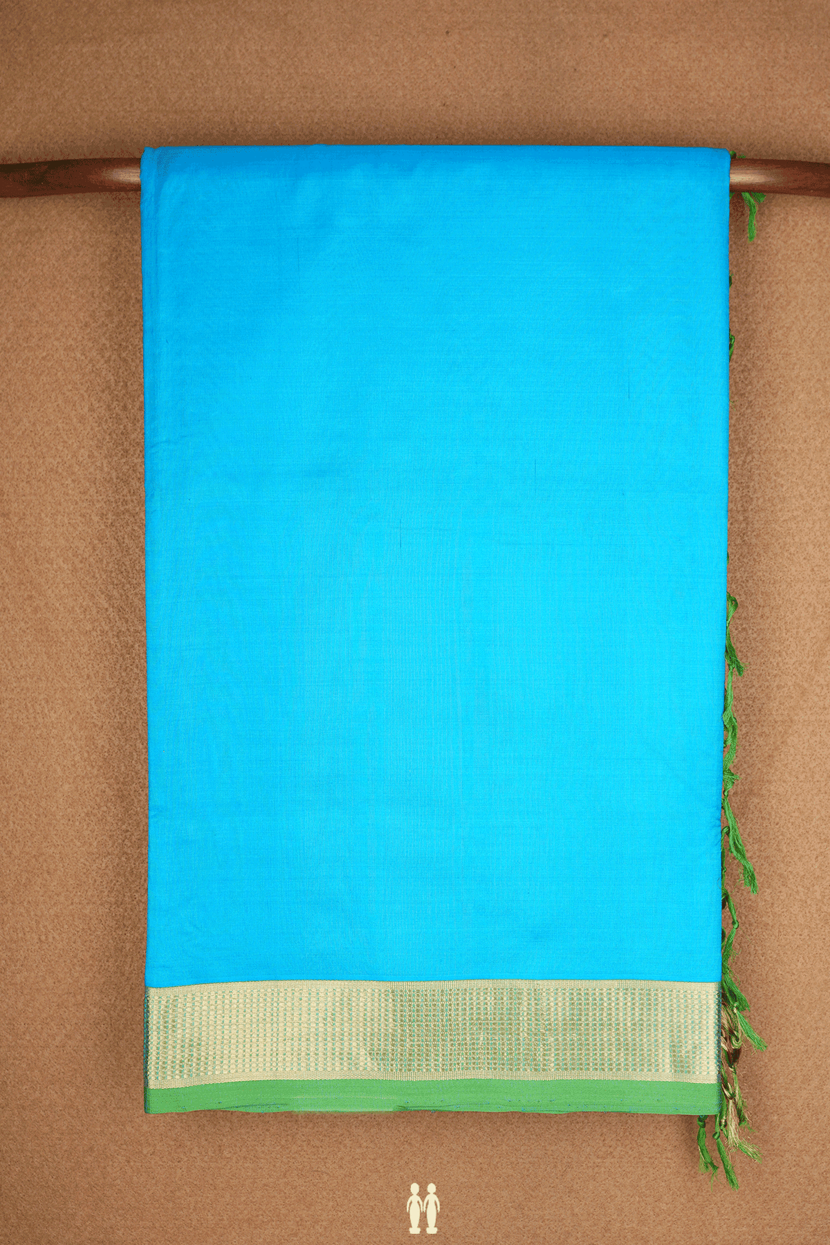 Contrast Border Plain Sky Blue Nine Yards Silk Cotton Saree
