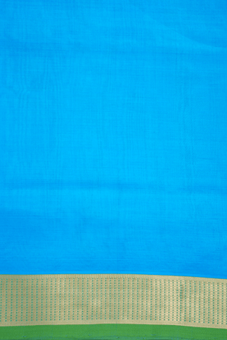 Contrast Border Plain Sky Blue Nine Yards Silk Cotton Saree