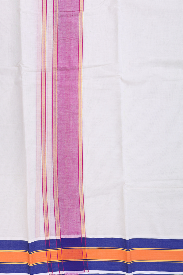 Ganga Jamuna Border White Cotton Dhoti With Angavastram Set