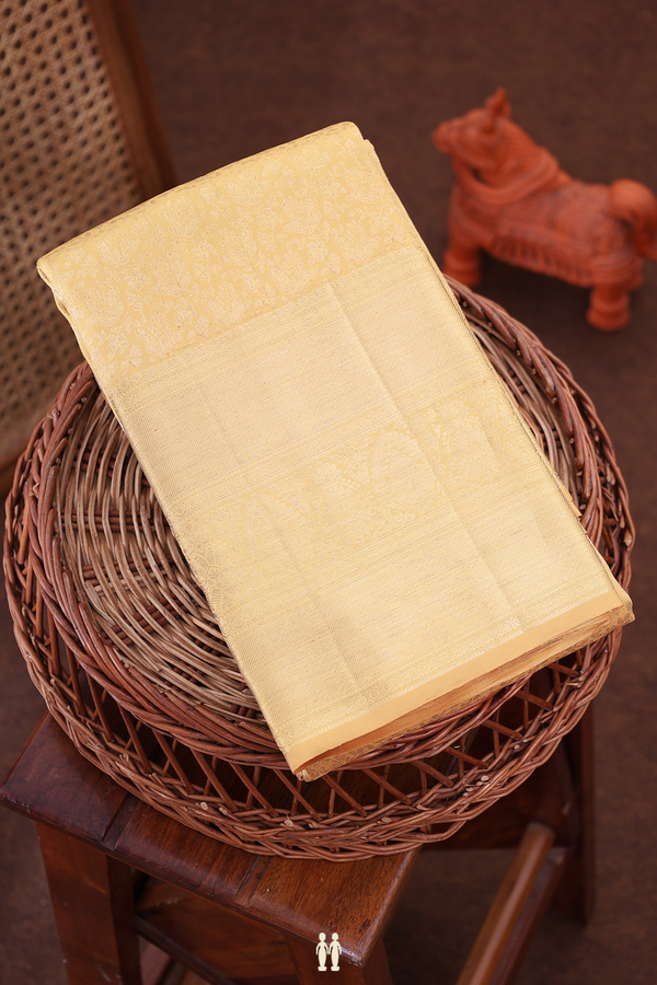 Kanchipuram Silk Saree In Brown With Floral Design